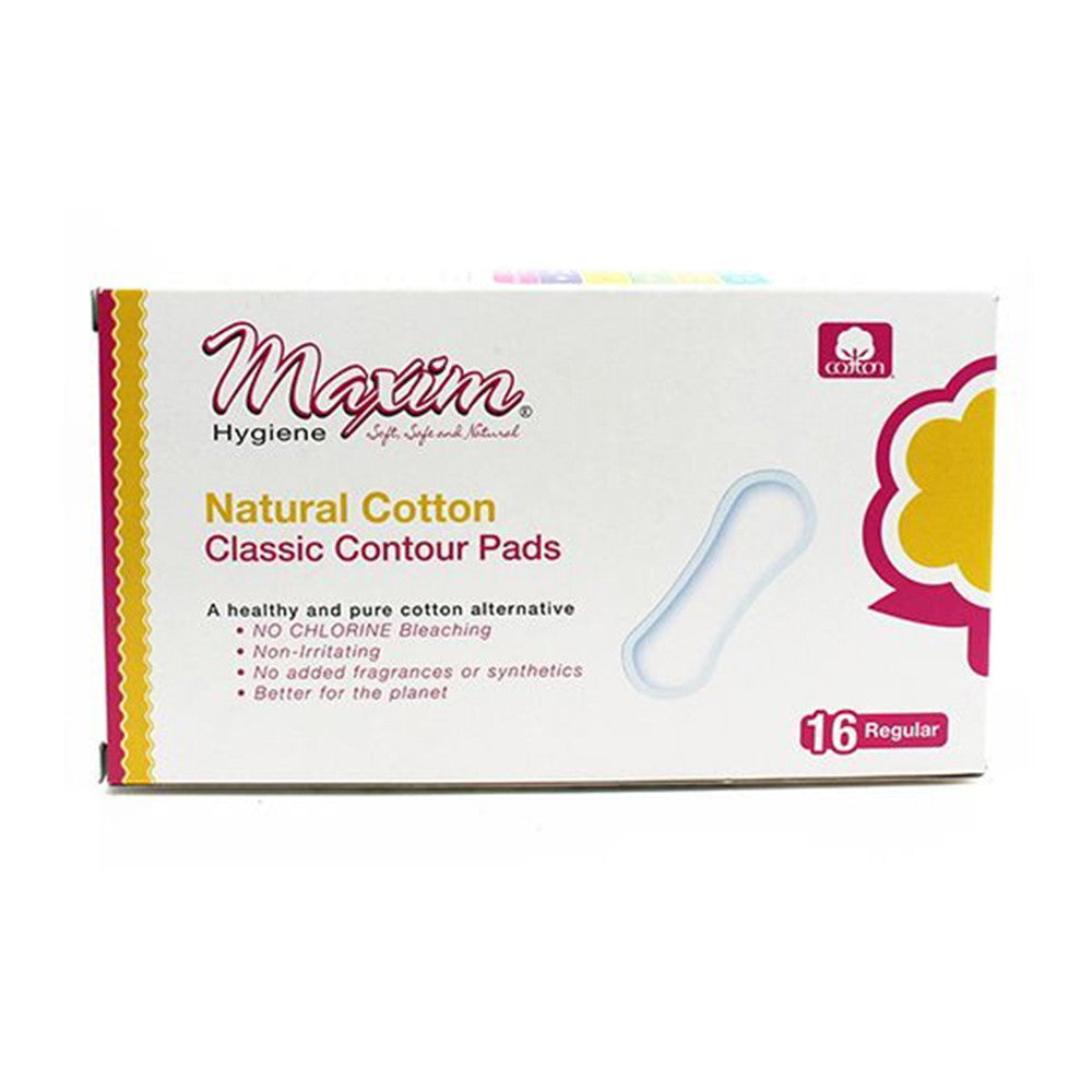 Maxim Natural Classic Regular Contour Pads, Unscented, 16 Ea, 6 Pack
